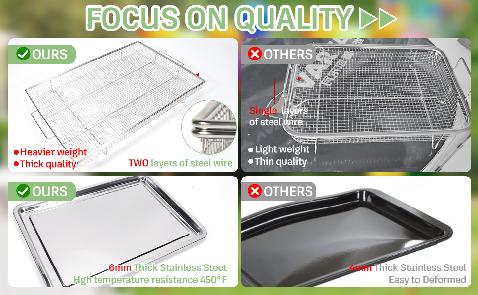 Thick air fryer basket and tray for oven