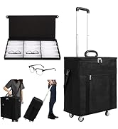 SJXHRFXY 180 Slots Sunglasses Organizer Rolling Case, Large Portable Eyeglasses Storage Trolley w...