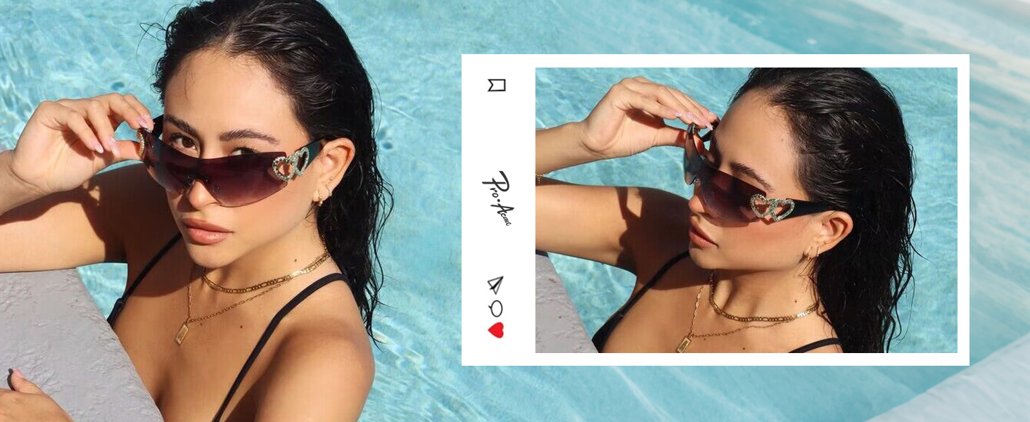 Pro Acme Wrap Around Rimless Sunglasses Women Men