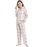 HEARTNICE Women Soft Pajama Set, Long Warm Flannel Pajamas Lightweight Cute Printed Pjs Set with ...