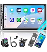 7“ Double DIN Car Stereo with Wireless Apple CarPlay Android Auto, Car Radio Bluetooth 5.2, IPS 1...