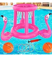 Uniqhia Pool Floats Toys Games Set, 2-in-1 Floating Pool Basketball Hoops &amp; Pool Ring Toss Game, ...
