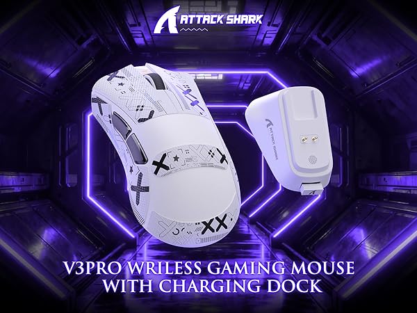 ATTACK SHARK V3 PRO Wireless Esports Gaming Mouse with Magnetic Charging Dock