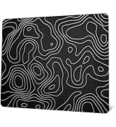 Glass Mousepad for Gaming, Black Topographic Hard Gaming Mouse pad, Professional Large Mouse Mat ...