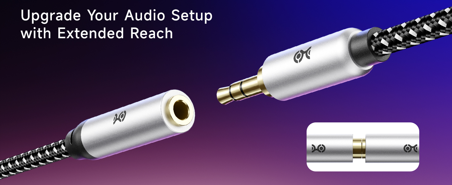 Gold-Plated Stereo Jack Cables – Tangle-Resistant Aux to Aux Cable for Home or Studio Use