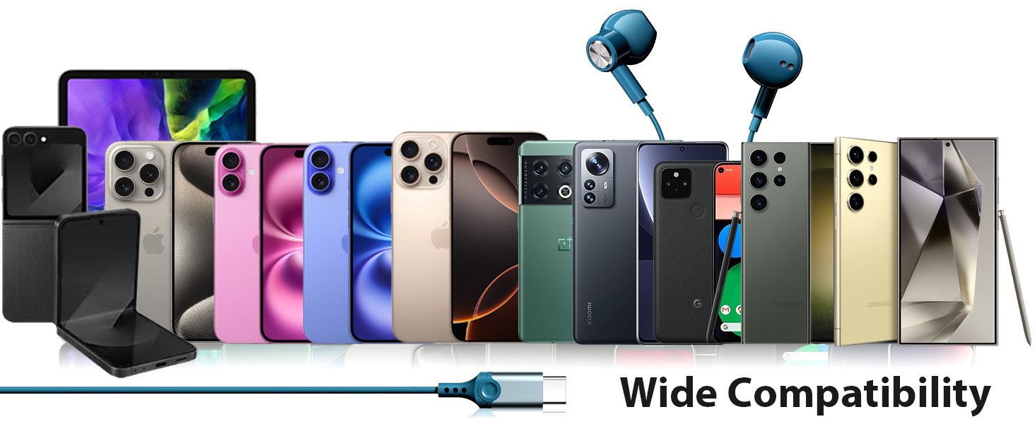 USB C Headphones for iPhone 16 15 Samsung A55 A35 S24 S23 Hi-Fi Type C Wired Earbuds with Mic
