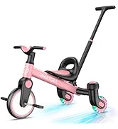 Umatoll 3-in-1 Toddler Tricycle for 18 Months to 5 Year Old, Toddler Toy with Adjustable Push Han...