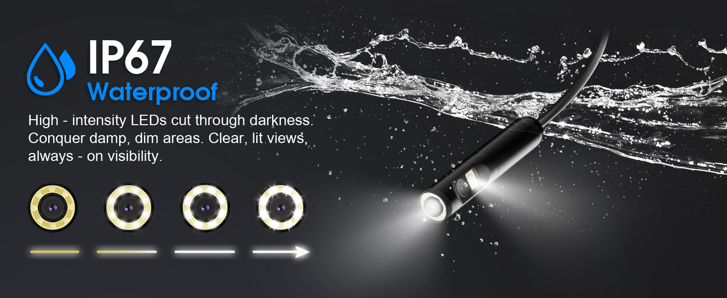 Endoscope with Light, 1920P HD Borescope with 8 Adjustable LED Lights 5