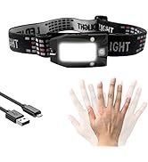 HAUTMEC Headlamp Rechargeable LED Headlamps for Adults 230° Wide Beam with Adjustable Headband fo...