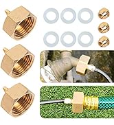 Hourleey Garden Hose Adapter, Brass Standard 3/4" Female Thread to 1/4" Tube Adapter for Water Ho...