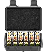 24 Slots CR2 CR123 CR123A Lithium Battery Organizer Case, IP67 Waterproof Hard Case for CR17345/C...