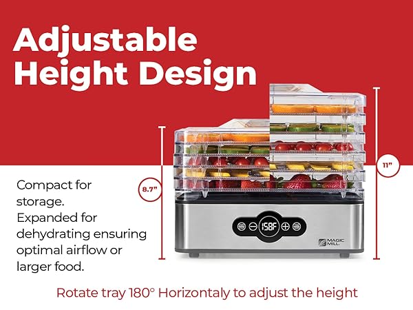 adjustable height stackable compact trays