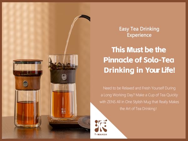 ZENS Modern 3-in-1 Smart Small Glass Tea Infuser Teapot