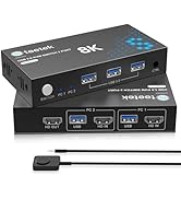 Steetek 8K HDMI KVM Switch 1 Monitors 2 Computers, with 3 USB 3.0 Hub, 8K@60Hz HDMI 2 Port KVM Sw...