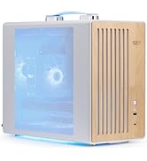 darkFlash Portable Micro-ATX PC Case with Handle, 1 ARGB PWM Fans, with Walnut Wood, Type-C, Supp...