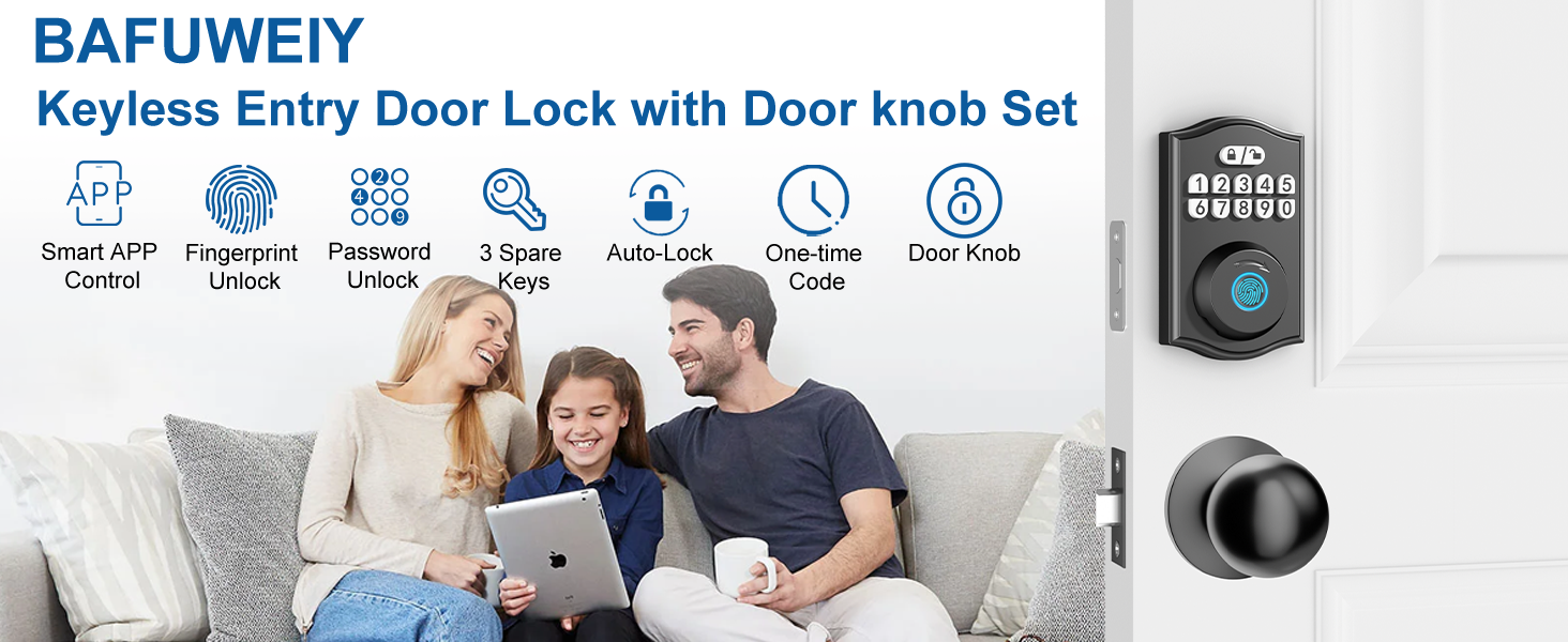 keyless entry door lock deadbolt with handle set