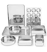 E-far 9-Piece Baking Pan Set, Stainless Steel Bakeware Sets for Sheet Cake Cookie Loaf Muffin, In...