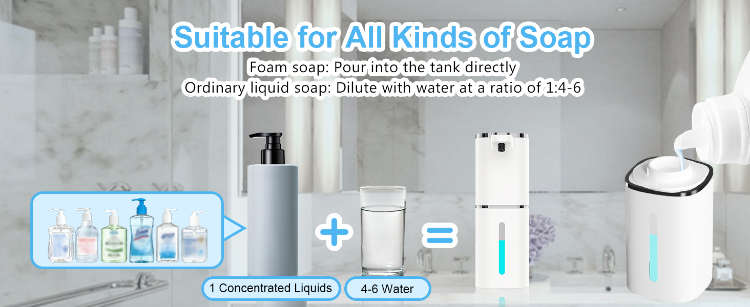 It effectively accommodates a variety of soaps including dishwashing soap, shower gel