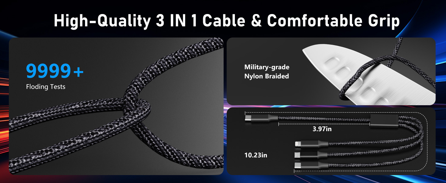 Power Bank with High-Quality 3 IN 1 Cable &amp;amp; Comfortable Grip