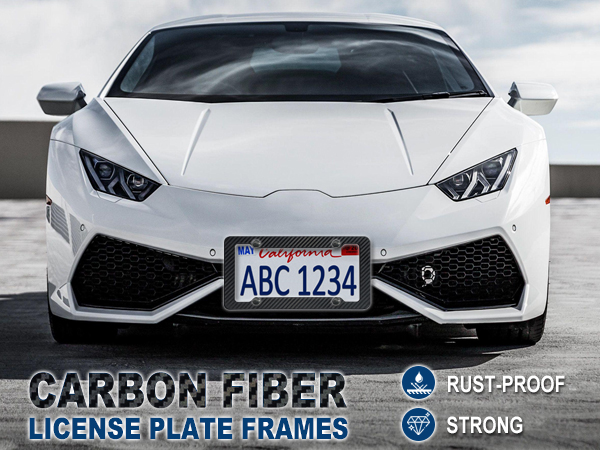 license plate frames holder carbon fiber black car black cool tag number plastic 2 pack cover screw