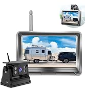 Solar Magnetic Wireless Backup Camera with Battery + 5 Inch Monitor System, LASTBUS 2 Split HD Di...