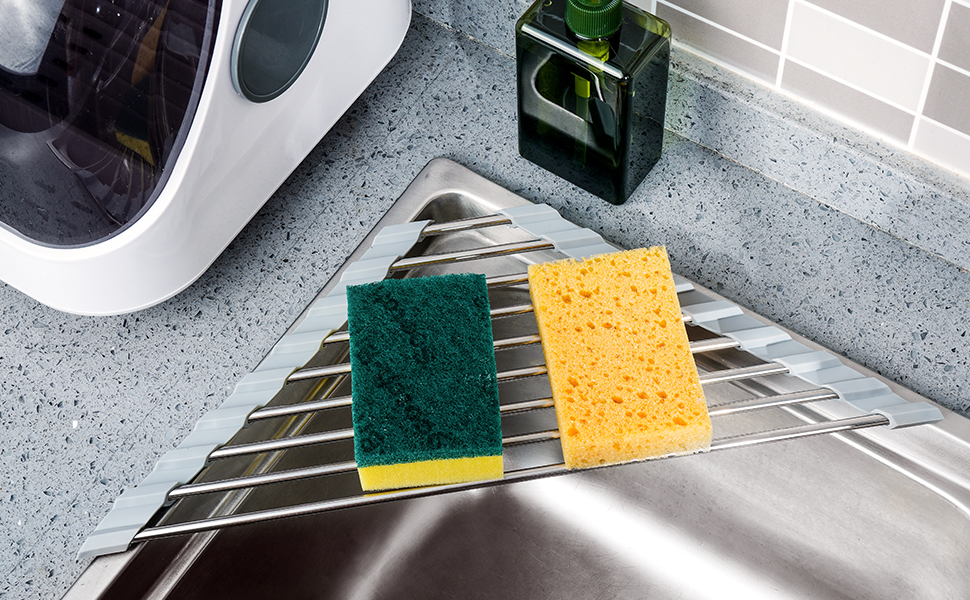Roll Up Dish Drying Rack, Tomorotec Over The Sink Dish Drying Rack Portable Stainless Steel Rolling 