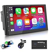 Haudio 7-Inch Double Din Car Stereo with Wireless CarPlay &amp; Android Auto, Bluetooth, GPS Navigati...