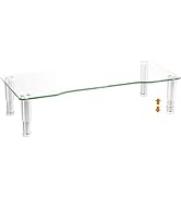 Clear Computer Monitor Riser with Height Adjustable Multi Media Desktop Stand for Flat Screen LCD...