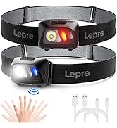 Lepro LED Rechargeable Headlamp Flashlights with Motion Sensor, Super Bright 1500Lux Head Lamp wi...