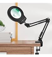 Magnifying Glass Light Clamp Desktop Lamp Stand Desk Table Close Work Up for Crafting, Model Asse...