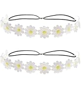Myuiao 2pcs Daisy Flower Headband Sunflower Hippies Crown Hair Wreath Bohemian Floral Headpiece f...