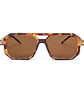 BUTABY Rectangle Aviator Sunglasses for Women Men Retro Square 70s Flat Shades Trendy Plastic Fra...