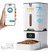 TYM Automatic Cat Feeder, 7L WiFi Cat Food Dispenser with Smart APP Control, Timed Auto Dog Feede...