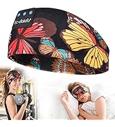 LC-dolida Sleep Mask with Bluetooth Headphones, Floral Sleep Headphones Bluetooth Headband for Sl...