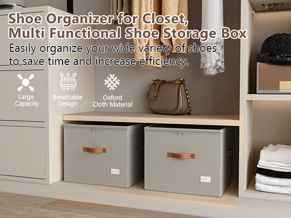 Shoe Organizer for Closet, Multi Functional Shoe Storage Box