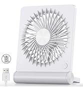 Koonie USB Fan, Strong Wind Ultra Quiet Small Desk Fan 220° Tilt Folding 3 Speeds Adjustable USB-...