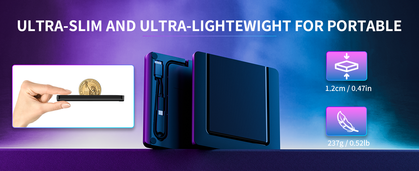 External CD/DVD Drive for Laptop, Ultra-Slim