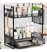 VITVITI 2 Tier Bathroom Organizer Countertop with Drawer, Metal Mesh Bathroom Counter Vanity Orga...