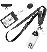 Azrra Adjustable Crossbody Cell Phone Lanyard for iPhone with Phone Tethers &amp; Retractable ID Badg...