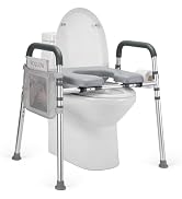 Raised Toilet Seat with Handles, Toilet Seat Risers for Seniors with Adjustable Height &amp; Width, E...