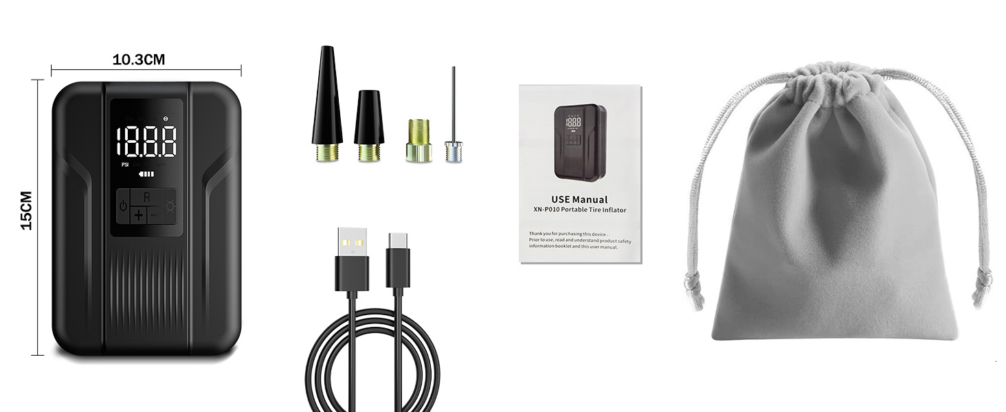 Tire Inflator Portable Air Compressor Portable Pump for Car Tires Inflator 150 PSI &amp;amp; 5000mAh Battery