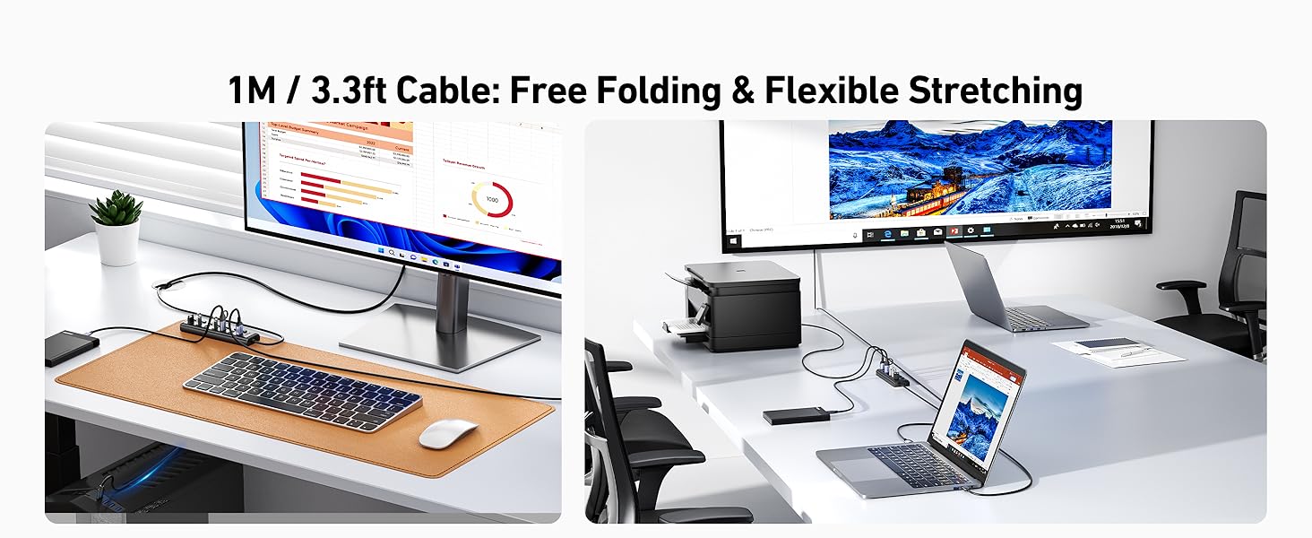 BENFEI USB 3.0 Hub 7-Port, Ultra-Slim Portable USB Splitter with 3.3ft Cable