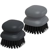 Ergonomic Handle Dish Brush for Cleaning Pots, Pans and Vegetables (Pack of 2 Black+Grey)