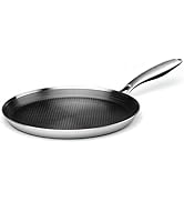 Innerwell Stainless Steel Crepe Pan - 11inch Nonstick Crepe Pan, Stainless Steel Honeycomb Coatin...
