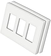 BESTTEN [2 Pack] 3 Gang Mid Size Screwless Wall Plate, USWP4 Gloss White Series, H4.88” x W6.74”,...