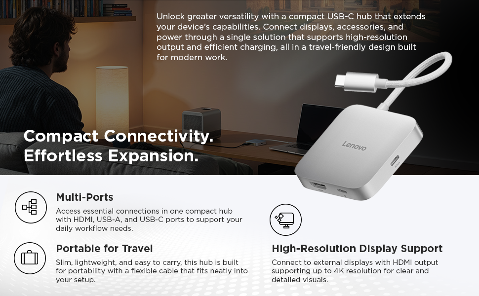 USB-C 5-in-1 Travel Hub - Compact connectivity - Effortless expansion