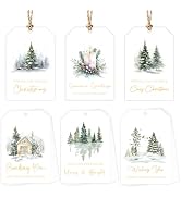 Modern Christmas Gift Tags, 48Pcs Christmas Paper Labels with String, 2" x 3" Name Tags for Perso...