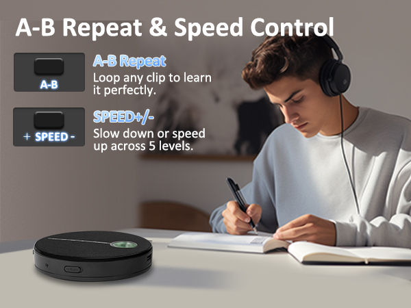 discman cd player language study speed control repeat