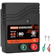 Electric Fence Charger AC Powered 80 Mile 250 Acres, 110 Volt 4.5 Joule Plug-in Electric Fence En...