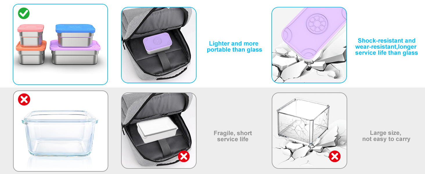 small stainless steel snack containers 3 compartment snack container 4 compartment